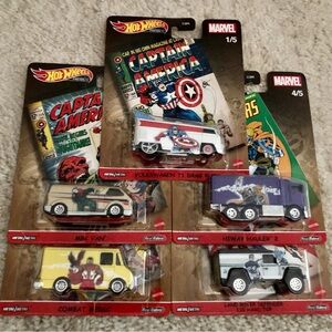 Hot Wheels Premium Pop Culture Marvel Comics Full Set of 5 Vehicles